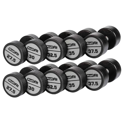Гантельный ряд полиуретановый (шаг 2,5 кг, 5 пар) PROFI-FIT 27,5-37,5 кг