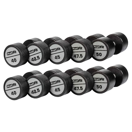 Гантельный ряд полиуретановый (шаг 2,5 кг, 5 пар) PROFI-FIT 40-50 кг