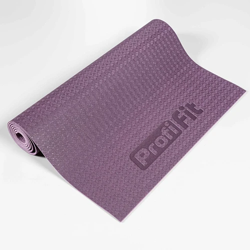 Коврик для йоги и фитнеса БАЗА (бордовый-пудровый) 5 мм PROFI-FIT — фото 6