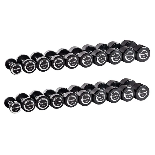 Гантельный ряд профессиональный (шаг 2,5 кг, 10 пар) PROFI-FIT 2,5-25 кг