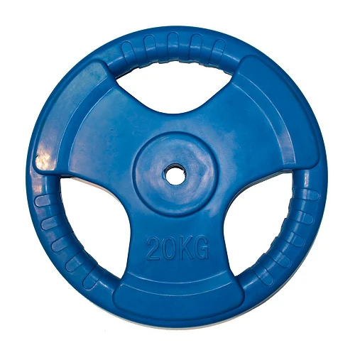 Диск обрезиненный (три хвата, цветной) D26 мм PROFI-FIT 20 кг