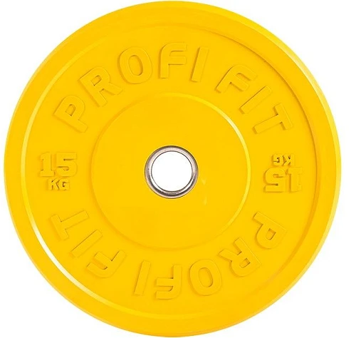 Диск для штанги каучуковый, цветной D51 мм PROFI-FIT 15 кг