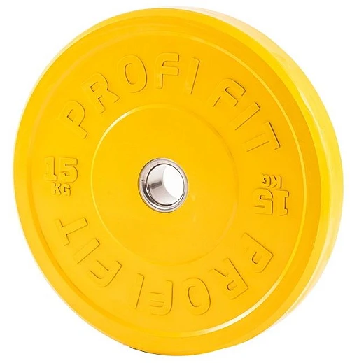 Диск для штанги каучуковый, цветной D51 мм PROFI-FIT 15 кг — фото 2
