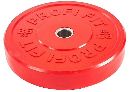 Диск для штанги каучуковый, цветной D51 мм PROFI-FIT 25 кг — фото 3