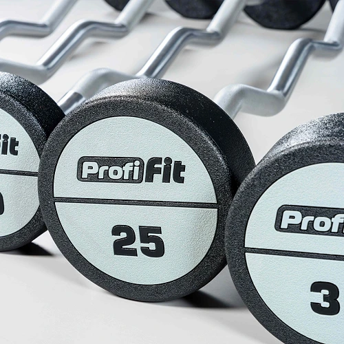 Набор изогнутых полиуретановых штанг (шаг 5 кг, 5 шт) PROFI-FIT 10-30 кг — фото 3