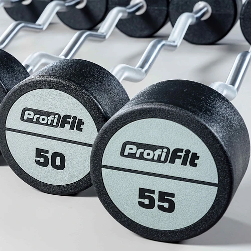 Набор изогнутых полиуретановых штанг (шаг 5 кг, 5 шт) PROFI-FIT 35-55 кг — фото 2